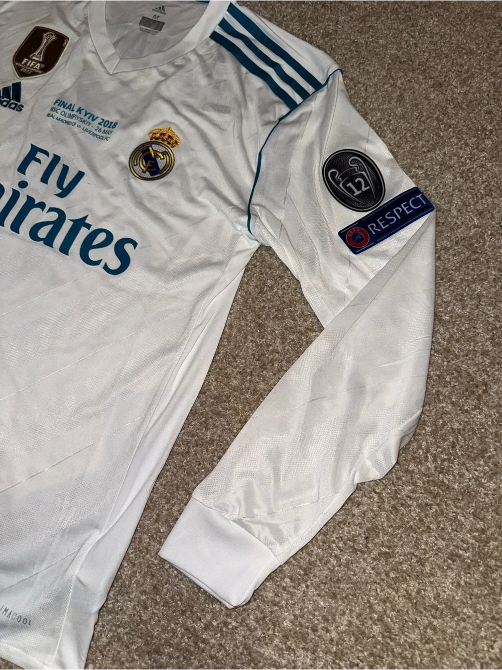 Adidas Real Madrid 2017-18 Ronaldo #7 Retro Men’s Home Long Sleeve Soccer Jersey